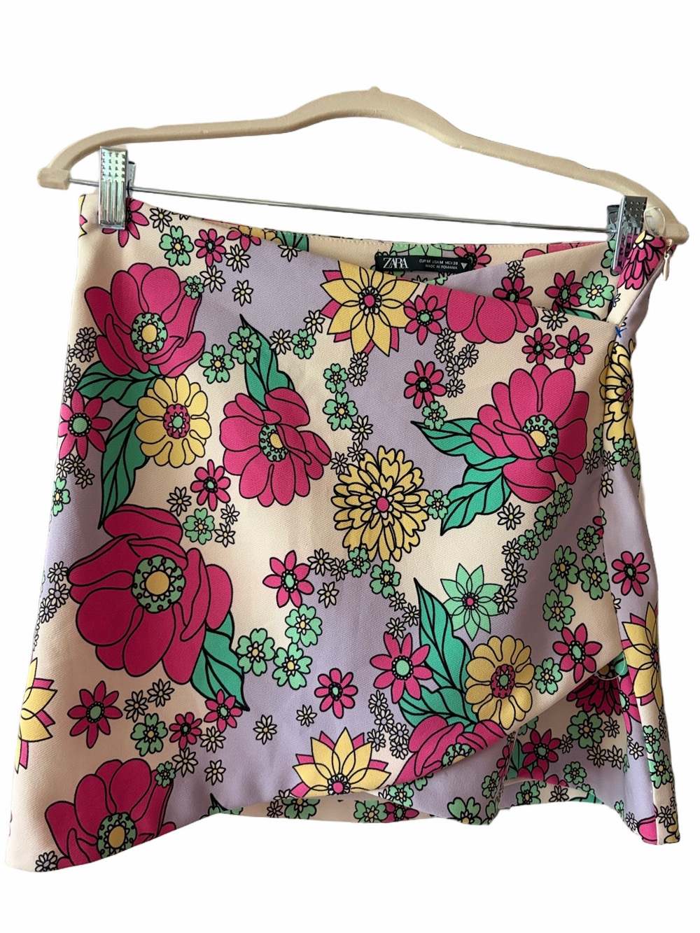 Zara only one retro floral mini skirt in multi color M